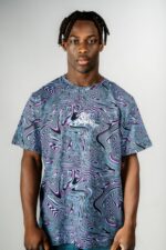 Messed Up Stripes-Polo Blue